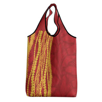 Hawaii Prince Kuhio Grocery Bag Red Hawaiian Lau Maia With Leis LT05 - Polynesian Pride