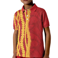 Hawaii Prince Kuhio Kid Polo Shirt Red Hawaiian Lau Maia With Leis LT05 Kid Red - Polynesian Pride