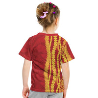 Hawaii Prince Kuhio Kid T Shirt Red Hawaiian Lau Maia With Leis LT05 - Polynesian Pride