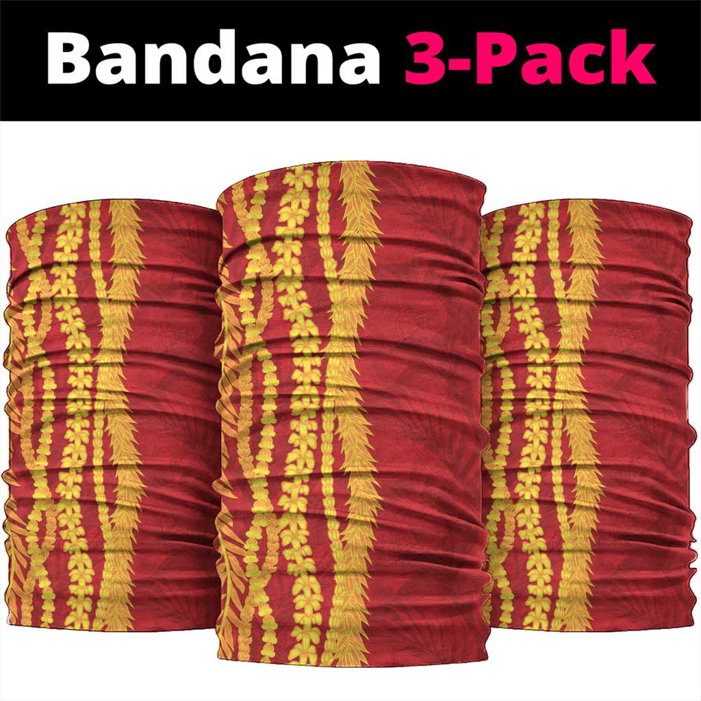 Hawaii Prince Kuhio Neck Gaiter Red Hawaiian Lau Maia With Leis LT05 package One Size: 25*50cm Red - Polynesian Pride
