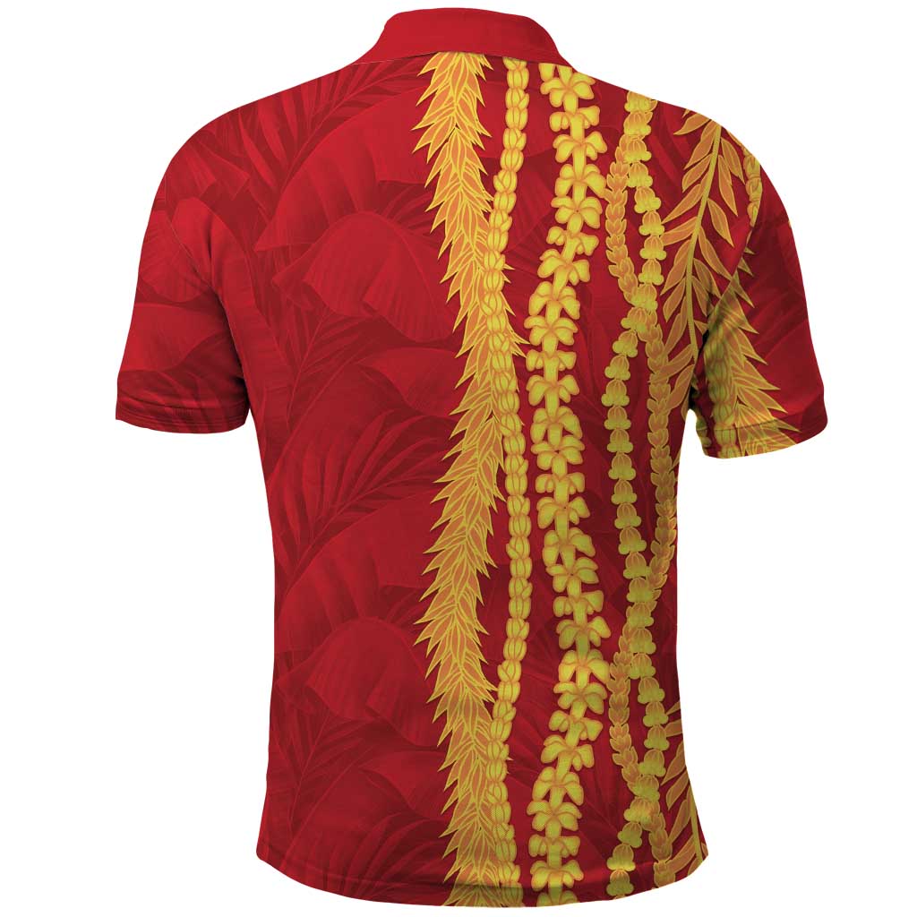 Hawaii Prince Kuhio Polo Shirt Red Hawaiian Lau Maia With Leis LT05 - Polynesian Pride