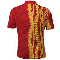Hawaii Prince Kuhio Polo Shirt Red Hawaiian Lau Maia With Leis LT05 - Polynesian Pride