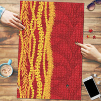 Hawaii Prince Kuhio Puzzle Red Hawaiian Lau Maia With Leis LT05 Red - Polynesian Pride