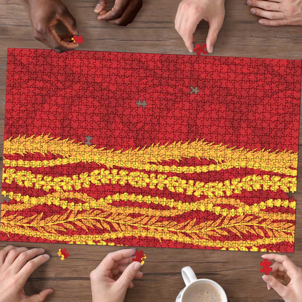 Hawaii Prince Kuhio Puzzle Red Hawaiian Lau Maia With Leis LT05 - Polynesian Pride