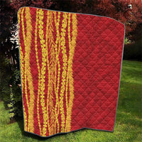 Hawaii Prince Kuhio Quilt Red Hawaiian Lau Maia With Leis LT05 - Polynesian Pride