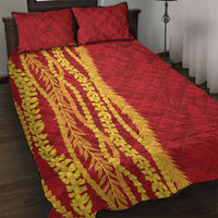 Hawaii Prince Kuhio Quilt Bed Set Red Hawaiian Lau Maia With Leis LT05 Red - Polynesian Pride