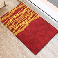 Hawaii Prince Kuhio Rubber Doormat Red Hawaiian Lau Maia With Leis LT05 - Polynesian Pride