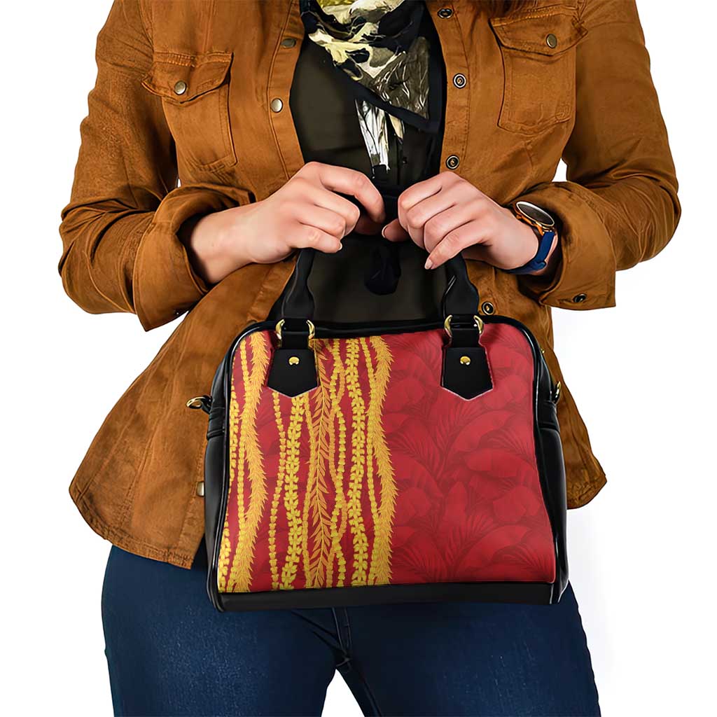 Hawaii Prince Kuhio Shoulder Handbag Red Hawaiian Lau Maia With Leis LT05 - Polynesian Pride