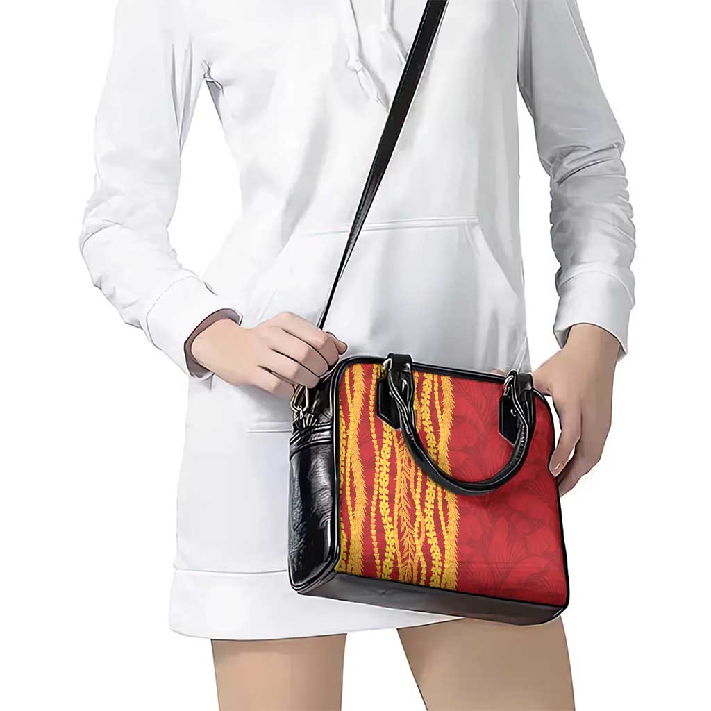 Hawaii Prince Kuhio Shoulder Handbag Red Hawaiian Lau Maia With Leis LT05 - Polynesian Pride