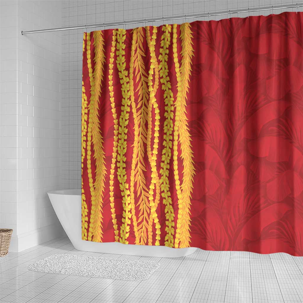 Hawaii Prince Kuhio Shower Curtain Red Hawaiian Lau Maia With Leis LT05 - Polynesian Pride