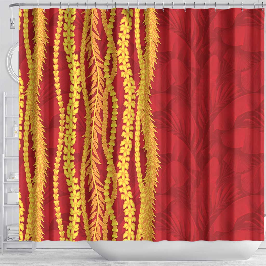 Hawaii Prince Kuhio Shower Curtain Red Hawaiian Lau Maia With Leis LT05 - Polynesian Pride