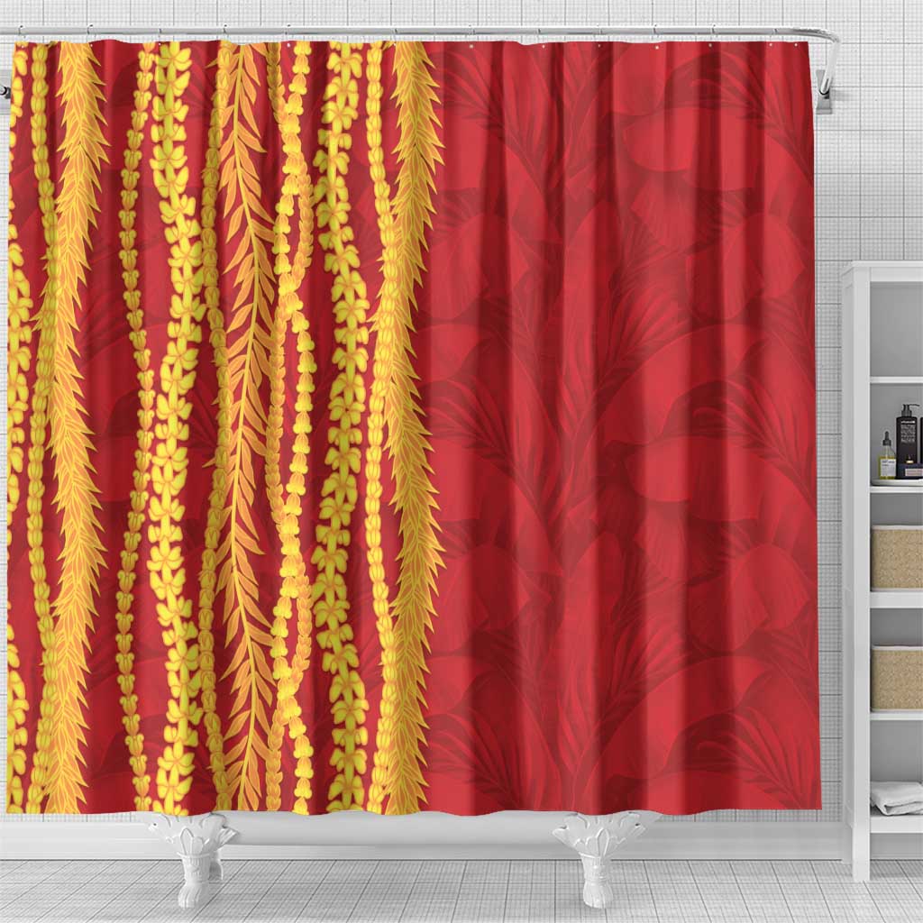 Hawaii Prince Kuhio Shower Curtain Red Hawaiian Lau Maia With Leis LT05 - Polynesian Pride