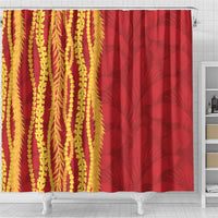Hawaii Prince Kuhio Shower Curtain Red Hawaiian Lau Maia With Leis LT05 - Polynesian Pride