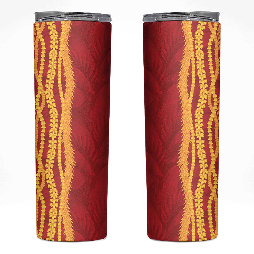 Hawaii Prince Kuhio Skinny Tumbler Red Hawaiian Lau Maia With Leis