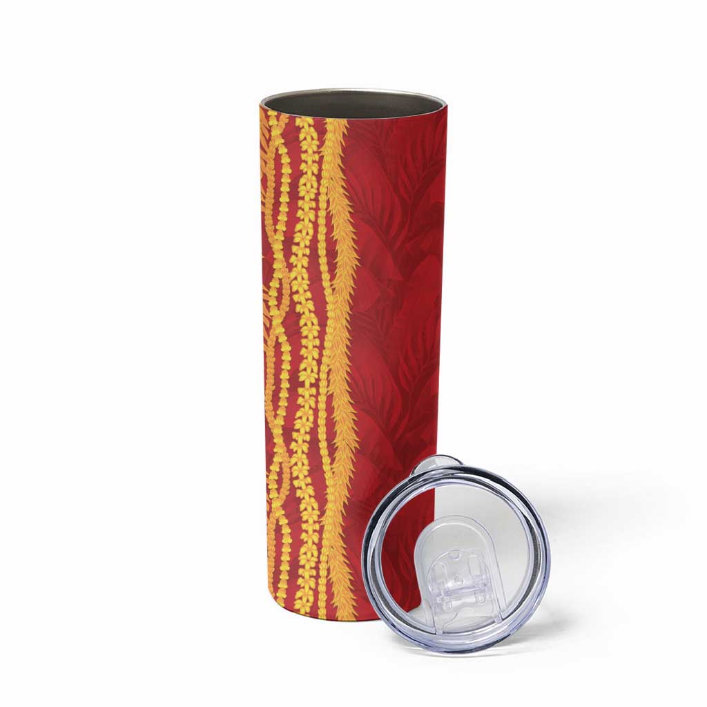 Hawaii Prince Kuhio Skinny Tumbler Red Hawaiian Lau Maia With Leis