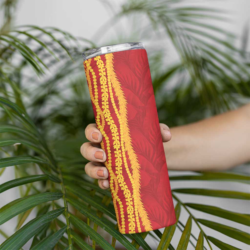 Hawaii Prince Kuhio Skinny Tumbler Red Hawaiian Lau Maia With Leis