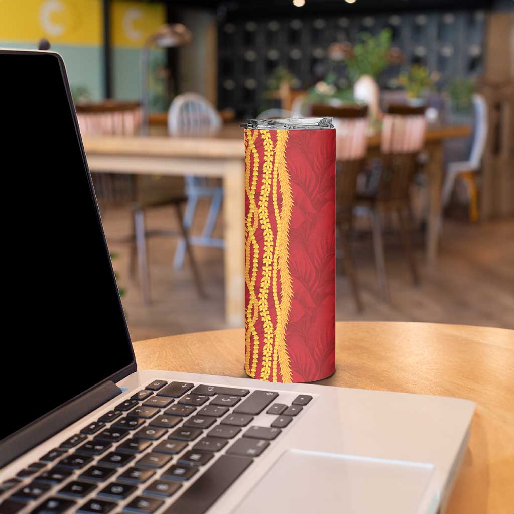 Hawaii Prince Kuhio Skinny Tumbler Red Hawaiian Lau Maia With Leis
