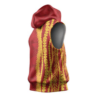 Hawaii Prince Kuhio Sleeveless Hoodie Red Hawaiian Lau Maia With Leis LT05 - Polynesian Pride