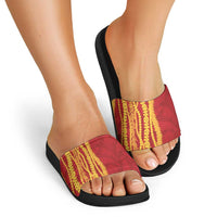 Hawaii Prince Kuhio Slide Sandals Red Hawaiian Lau Maia With Leis LT05 - Polynesian Pride