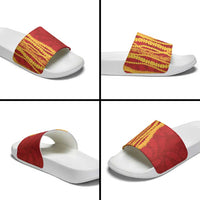 Hawaii Prince Kuhio Slide Sandals Red Hawaiian Lau Maia With Leis LT05 - Polynesian Pride