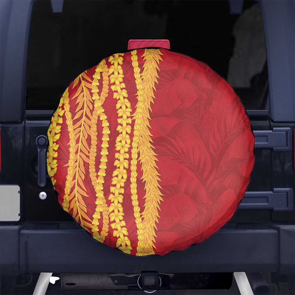 Hawaii Prince Kuhio Spare Tire Cover Red Hawaiian Lau Maia With Leis LT05 No hole Red - Polynesian Pride