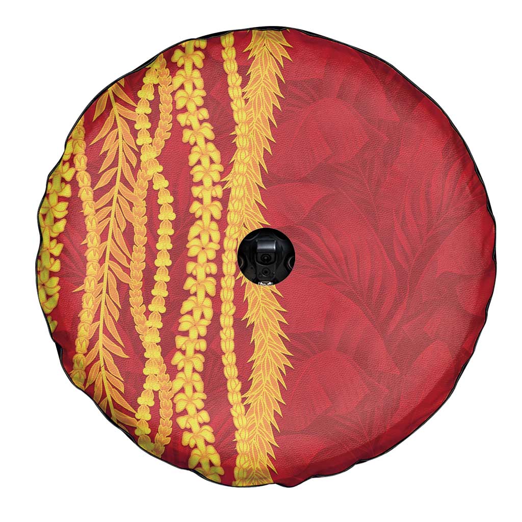 Hawaii Prince Kuhio Spare Tire Cover Red Hawaiian Lau Maia With Leis LT05 - Polynesian Pride