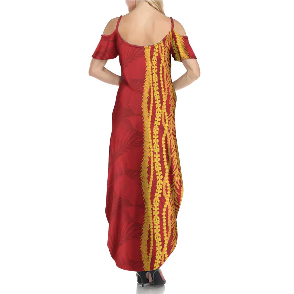 Hawaii Prince Kuhio Summer Maxi Dress Red Hawaiian Lau Maia With Leis LT05 - Polynesian Pride