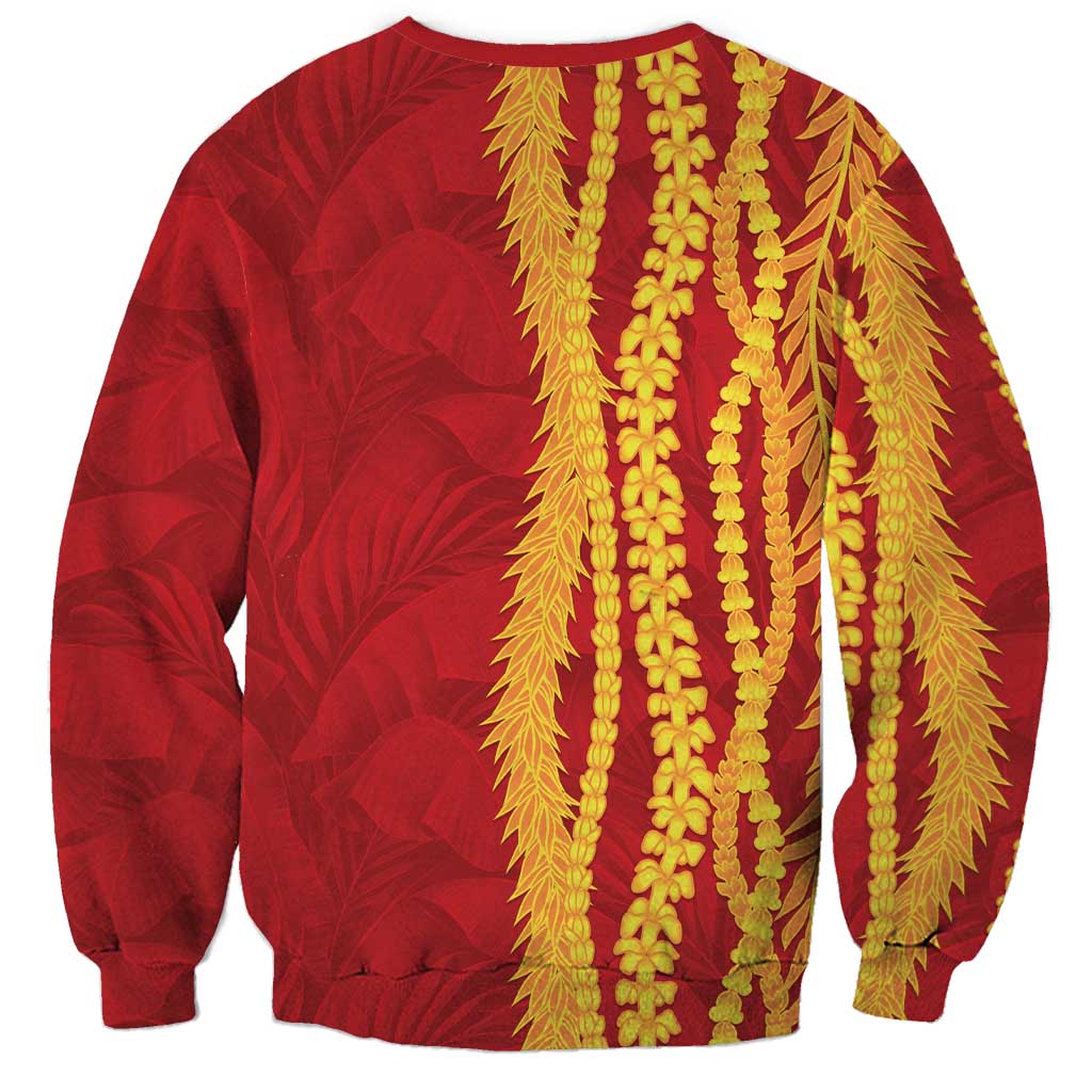 Hawaii Prince Kuhio Sweatshirt Red Hawaiian Lau Maia With Leis LT05 - Polynesian Pride