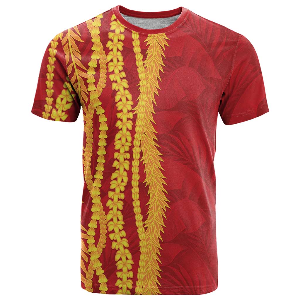 Hawaii Prince Kuhio T Shirt Red Hawaiian Lau Maia With Leis LT05 Red - Polynesian Pride