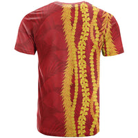 Hawaii Prince Kuhio T Shirt Red Hawaiian Lau Maia With Leis LT05 - Polynesian Pride