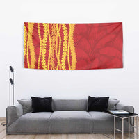 Hawaii Prince Kuhio Tapestry Red Hawaiian Lau Maia With Leis LT05 - Polynesian Pride