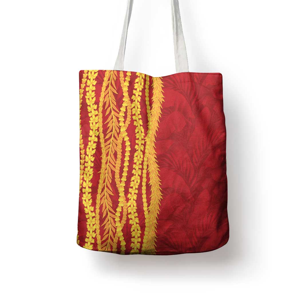Hawaii Prince Kuhio Tote Bag Red Hawaiian Lau Maia With Leis LT05 - Polynesian Pride