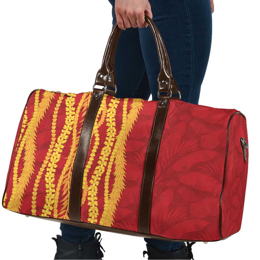Hawaii Prince Kuhio Travel Bag Red Hawaiian Lau Maia With Leis LT05 - Polynesian Pride