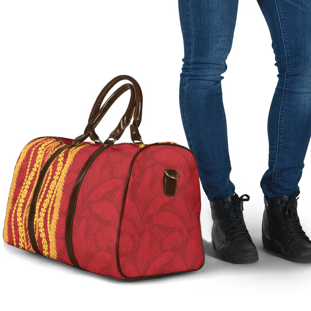 Hawaii Prince Kuhio Travel Bag Red Hawaiian Lau Maia With Leis LT05 - Polynesian Pride
