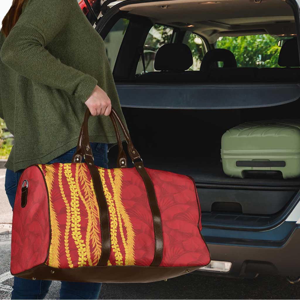 Hawaii Prince Kuhio Travel Bag Red Hawaiian Lau Maia With Leis LT05 - Polynesian Pride