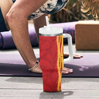 Hawaii Prince Kuhio Tumbler With Handle Red Hawaiian Lau Maia With Leis LT05 - Polynesian Pride
