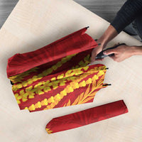 Hawaii Prince Kuhio Umbrella Red Hawaiian Lau Maia With Leis LT05 - Polynesian Pride