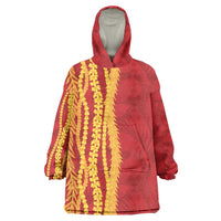 Hawaii Prince Kuhio Wearable Blanket Hoodie Red Hawaiian Lau Maia With Leis LT05 One Size Red - Polynesian Pride