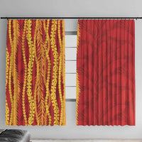 Hawaii Prince Kuhio Window Curtain Red Hawaiian Lau Maia With Leis