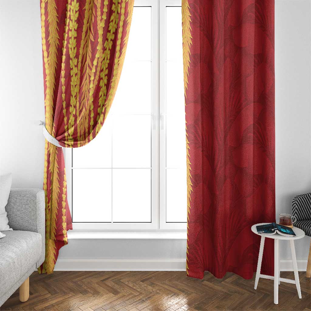 Hawaii Prince Kuhio Window Curtain Red Hawaiian Lau Maia With Leis