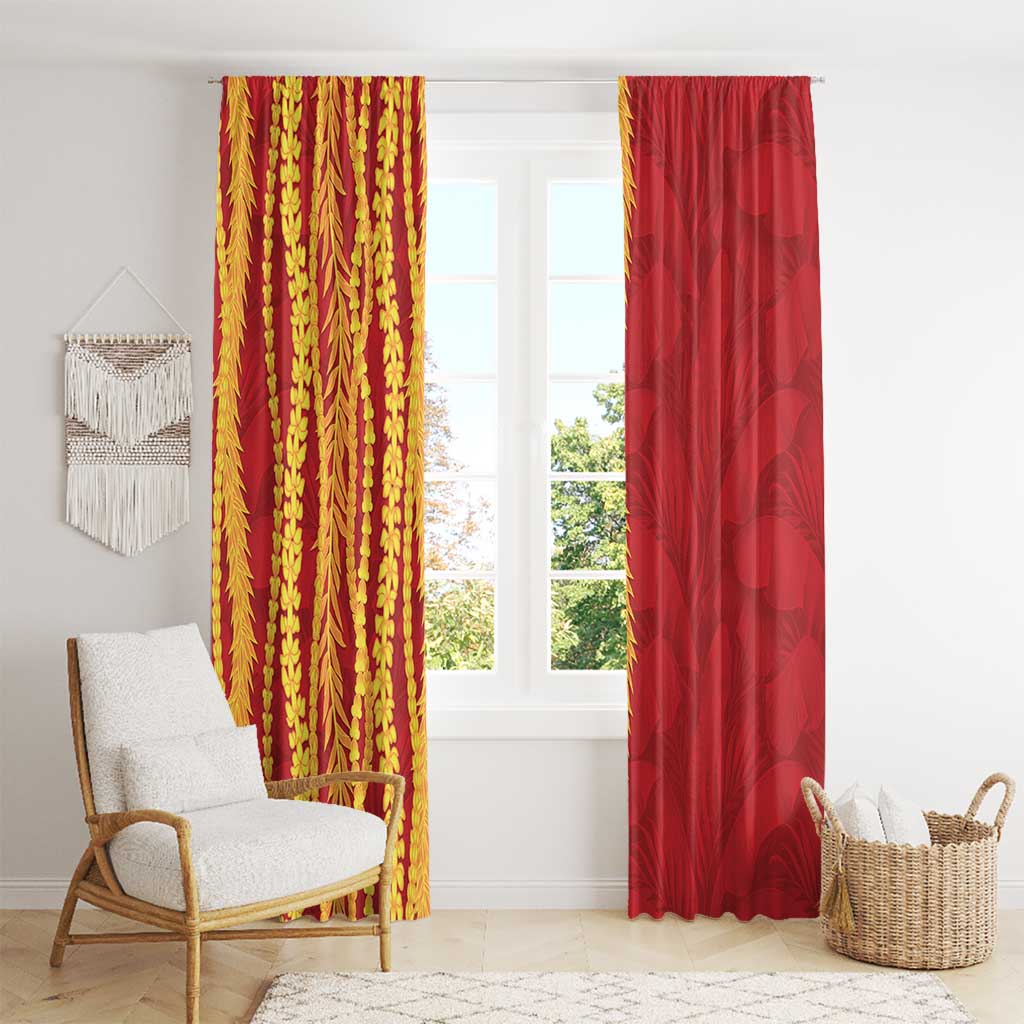 Hawaii Prince Kuhio Window Curtain Red Hawaiian Lau Maia With Leis