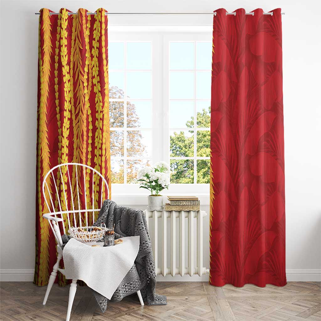 Hawaii Prince Kuhio Window Curtain Red Hawaiian Lau Maia With Leis