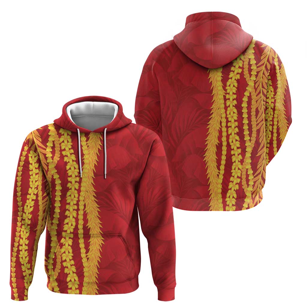Hawaii Prince Kuhio Zip Hoodie Red Hawaiian Lau Maia With Leis LT05 - Polynesian Pride