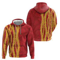 Hawaii Prince Kuhio Zip Hoodie Red Hawaiian Lau Maia With Leis LT05 - Polynesian Pride