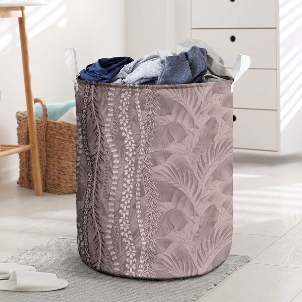 Hawaii Prince Kuhio Laundry Basket Mocha Hawaiian Lau Maia With Leis LT05 Mocha - Polynesian Pride