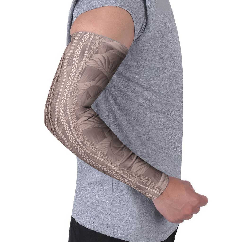 Hawaii Prince Kuhio Arm Sleeves Mocha Hawaiian Lau Maia With Leis LT05 - Polynesian Pride