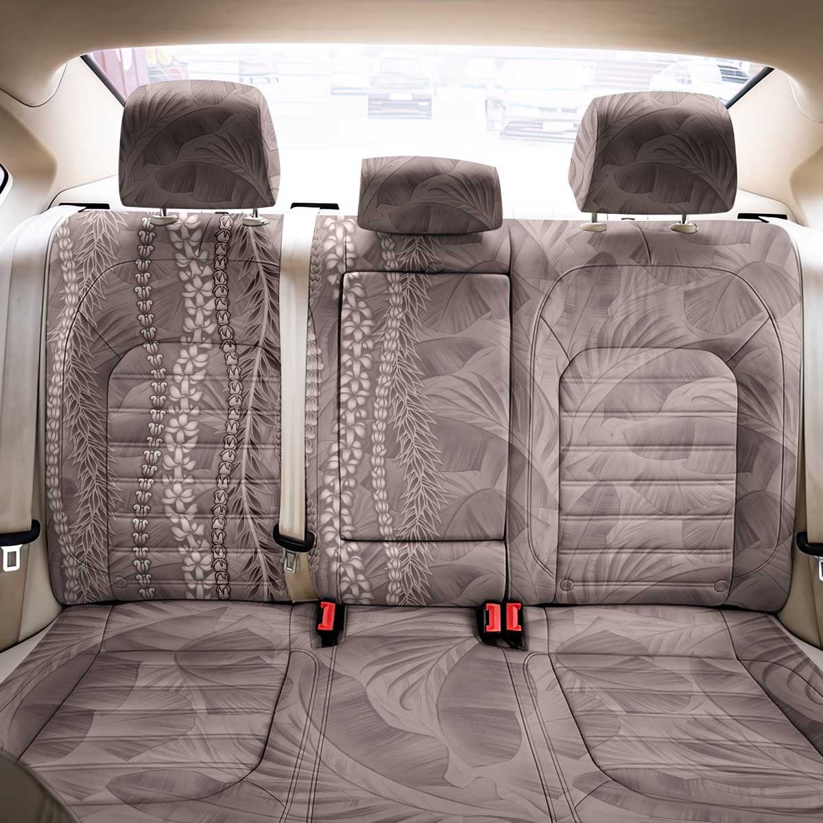 Hawaii Prince Kuhio Back Car Seat Cover Mocha Hawaiian Lau Maia With Leis LT05 - Polynesian Pride