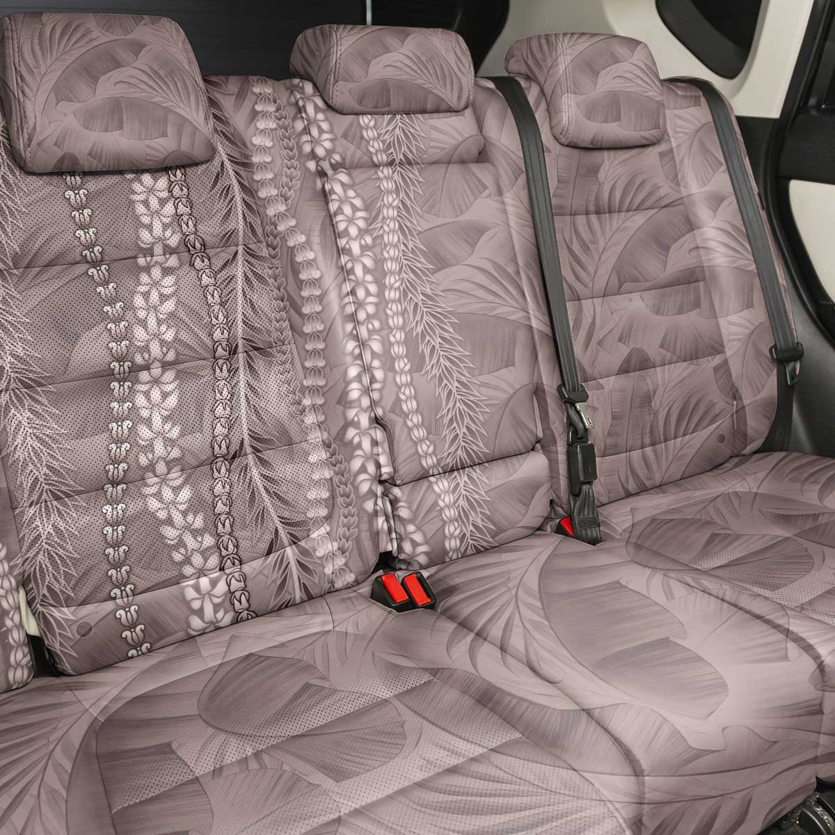 Hawaii Prince Kuhio Back Car Seat Cover Mocha Hawaiian Lau Maia With Leis LT05 - Polynesian Pride