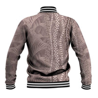 Hawaii Prince Kuhio Baseball Jacket Mocha Hawaiian Lau Maia With Leis LT05 - Polynesian Pride