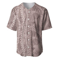 Hawaii Prince Kuhio Baseball Jersey Mocha Hawaiian Lau Maia With Leis LT05 Mocha - Polynesian Pride